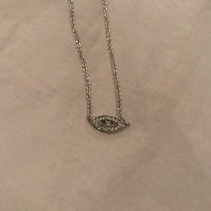 White gold plated Eye necklace
